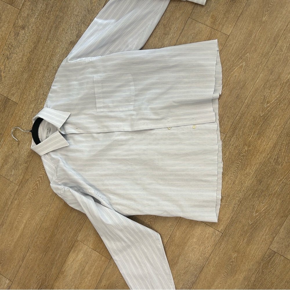 Cropped Striped Button Down Long Sleeve Shirt